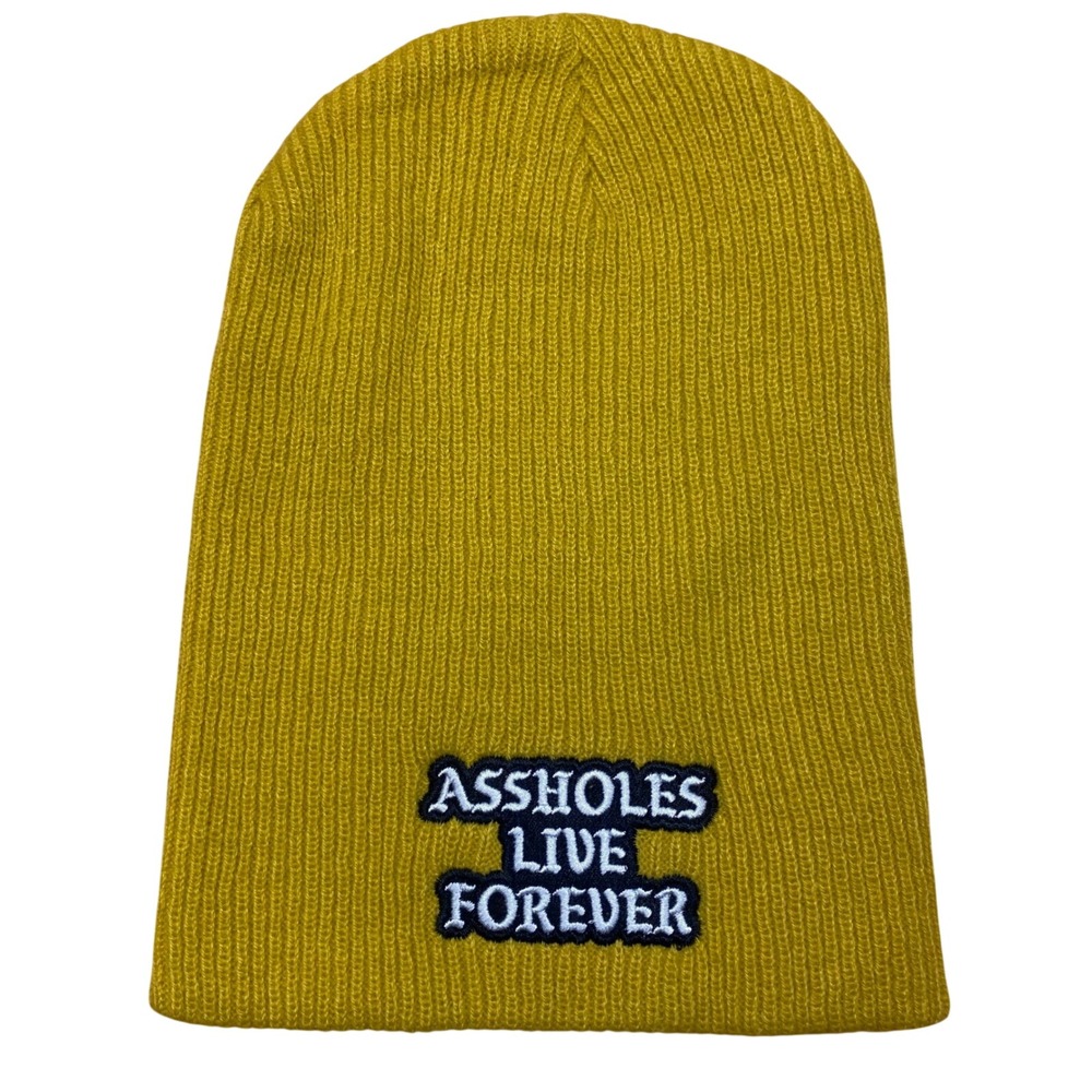 As$holes Live Forever yellow Beanie Knit Hat Adult Unisex Brand New